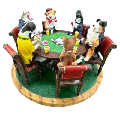 Produktbild von Hunde spielen Poker Figur WU76238YA Tisch Szene Deko Figur Hunde Poker Dekoration Vintage Geschenkidee Wohnungsdeko