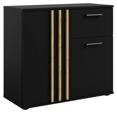 Produktbild von Masseno Kommode TECTONIC 80 cm Sideboard mit 1 Schubladen und 2 Türen für Wohnzimmer Schlafzimmer Modern 80x35x72,7 cm Schwarz