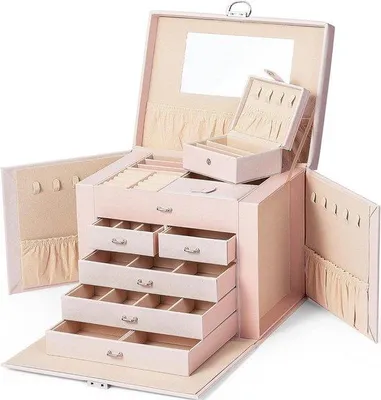 Productafbeelding van Famanu sieradendoosje - 5 niveaus en 5 lades - Roze