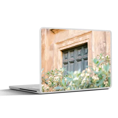 Produktbild von MuchoWow® Laptop Aufkleber Sticker Cover Architektur - Tür - Blumen - Grün - Vintage 36.5x27.5 cm - Laptop-Sticker