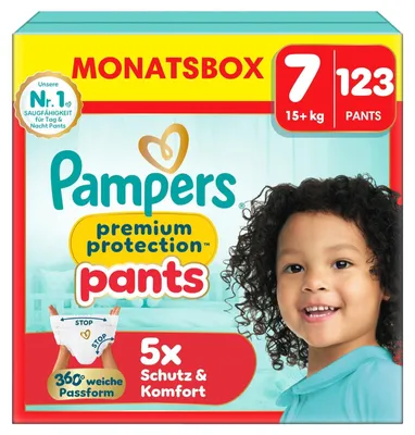 Produktbild von Pampers® Windeln premium protection™ Monatsbox Größe Gr.7 (17+ kg) für Kids und Teens (4-12 Jahre), 123 St.