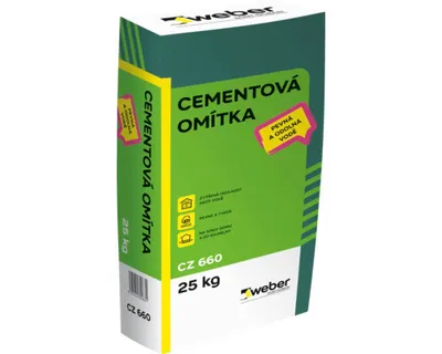 Obrázek produktu pro Cementová omítka WEBER CZ 660 univerzální 25 kg šedá