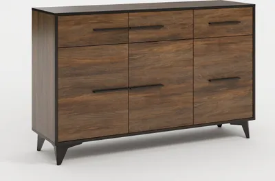 Produktbild von Furniture24 Kommode Frida K3D3S Wohnzimmerschrank 3 türiger 3 schubladen Shirin Nußbaum