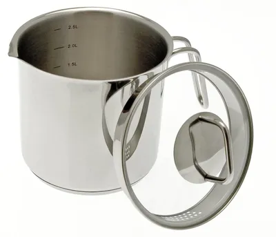 Edelstahl-Kochtopf 3L mit Sieb-Glasdeckel, 16 cm, Induktion