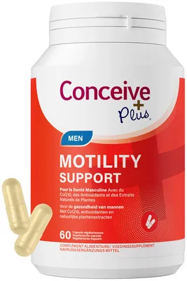 Produktbild von Conceive Plus – Nahrungsergänzungsmittel zur Unterstützung der Spermienmotilität, basierend auf L-Carnitin und CoQ10