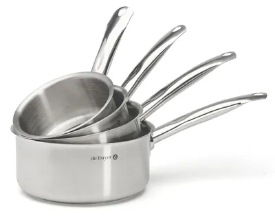 Produktbild von de Buyer Set aus 4 Stielkasserollen PRIM'APPETY, Edelstahl, 14/16/18/20 cm, Silber