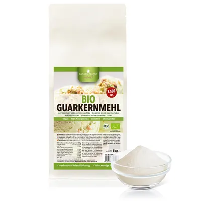 Produktbild von GOLDEN PEANUT Bio Guarkernmehl 3500 cps. BIO 1 kg - Guar Gum, glutenfreies Verdickungsmittel, Hydrokolloid