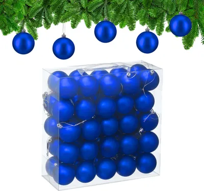 Image de Lot de 50 boules de Noël Relaxdays, décorations de Noël, finition mate, boules de sapin, décorations pour sapin de Noël de ∅ 6 cm, bleu