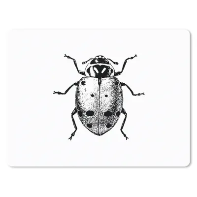 Produktbild von MuchoWow® Mauspad Mousepad Vintage - Marienkäfer - Insekten - Schwarz und weiß 23x19 cm - Mousepads - Maus Mat - Pad - Mausunterlage - Schreibtischunterlage - Mauspad