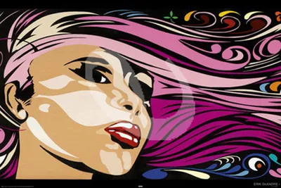 Produktbild von Erik DeAndre, Hair, pop art Kunstdruck - Poster Druck - Größe 91,5x61 cm