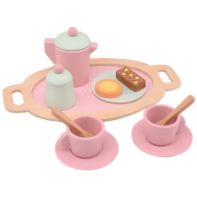 Produktbild von Jouéco Holz Teeset - Spielzeug Geschirr für Kinder 14-teilig