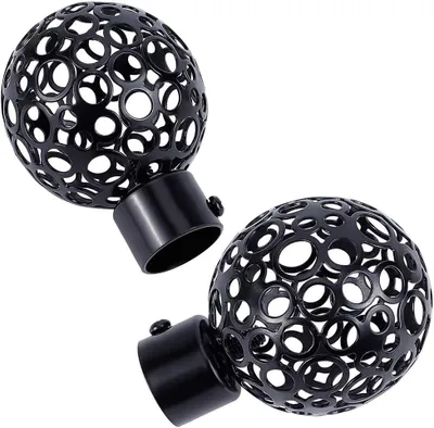 Produktbild von Runde Gardinenstangen Endstücke, schwarz, 22 mm Durchmesser, 2 Stück, für Gardinenstangen