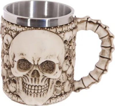 Produktbild von Totenköpfe mit Totenkopf-Emblem, dekorativer Bierkrug