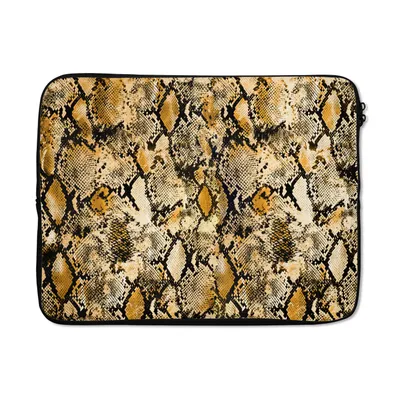 Produktbild von MuchoWow® Laptop Hülle 17 Zoll Laptoptasche Tiermuster - Schlange - Gold - Zipper - Schutzabdeckung