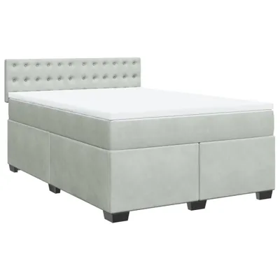 Produktbild von Boxspringbett mit Matratze Hellgrau 140x200 cm Samt