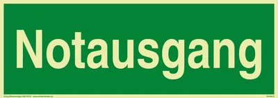 Produktbild von Schild Notausgang | extra langnachleuchtend | PVC selbstklebend 297 x 105 mm | gemäß BGV A 8