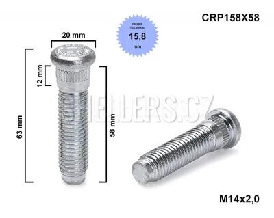 Obrázek produktu pro Kolový svorník - šteft M14x2,0x58 tisícihran průměr 15,8mm CRP158X58, celková délka 63 mm