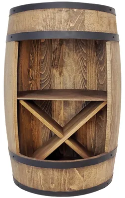 Immagine prodotto di Botte decorativa in legno rustico per bar domestico 80x50 cm Scaffale per bottiglie di vino, wengé