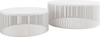 Produktbild von MIRJAN24 Im Set zwei Couchtische Velede, Wohnzimmer Kaffeetisch 2er-Set, Gestell aus Stahl, pulverbeschichtet (Farbe: Weiß / Arktisches Weiß)