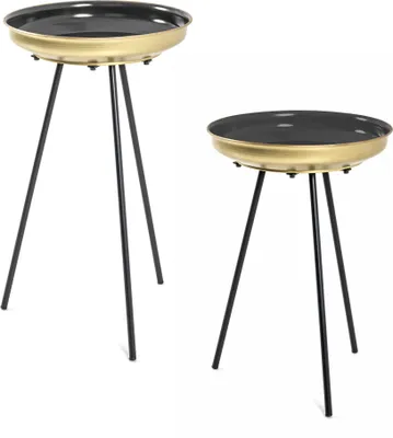 Produktbild von HAKU Beistelltisch Couchtisch 2er Set gold, schwarz - Metall, B/H/T: 38/38 x 56/66 x 38/38 cm