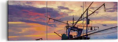 Produktbild von Bild auf Leinwand - Leinwandbild - 3 Teile - Asien Boot Kutter - 120x40cm - Wand Bild - Wanddeko - Wandbilder - Leinwanddruck - Bilder - Wanddekoration - Leinwand bilder - Wandbild - CA120x40-4144