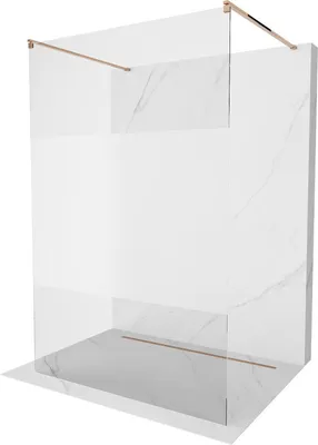 Produktbild von Mexen Kioto freistehende Duschwand 140 x 200 cm, Transparent/Frost 8 mm, Rosa Gold - 800-140-002-60-35