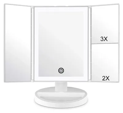 Imagen del producto de Espejo de maquillaje WEILY con iluminación LED y pantalla táctil, con aumento de 1X/2X/3X