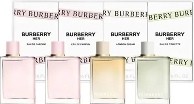 Produktbild von Burberry Her Miniatures Set Her Eau de Parfum, 5 ml + Her Eau de Parfum, 5 ml + Her London Dream Eau de Parfum, 5 ml + Her Eau de Toilette, 5 ml