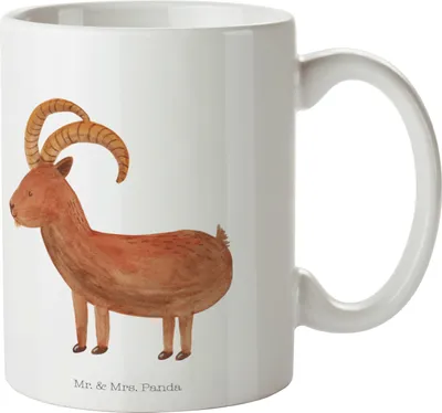 Produktbild von Mr. & Mrs. Panda Tasse Sternzeichen Steinbock - Weiß - Geschenk, Trinkbecher, Kaffeetasse, Steinböcke, Bock, Ziege, Geburtstag Januar, haferl, Kaffeebecher, Dezember