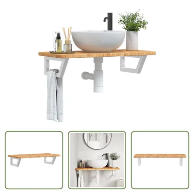 Obrázek produktu pro The Living Store Umyvadlová deska s ocelovou konzolou a masivním dubovým dřevem