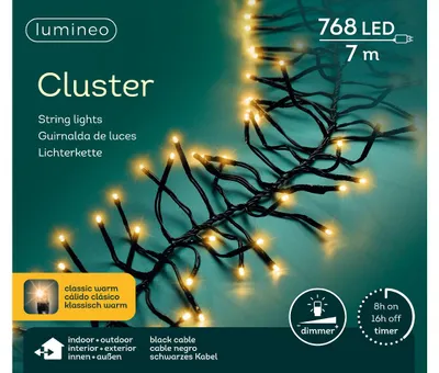 Produktbild von Kaemingk Lumineo Cluster Lichterkette 768 LED klassisch warm außen 7 m schwarz