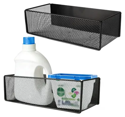 Magnetregal für Waschmaschine, 2er-Set, Drahtkorb, schwarz