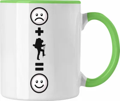 Produktbild von Trendation - Wandern Tasse Geschenk für Wanderer Berge  :( + Wandern = :) Lustige Geschenkidee Geburtstag (Grün)