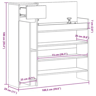 Produktbild von Schuhschrank - Schuhregal - Schuhaufbewahrungsbox - Schuhschublade - Schmaler, hoher Schrank