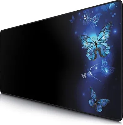 Produktbild von Famanu XXL Gaming Mauspad mit blauen Schmetterlingen - 900 x 400 mm