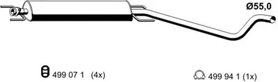 Produktbild von ERNST 055048 Mittelschalldämpfer Schalldämpfer für OPEL Astra H Schrägheck (A04) Astra H GTC (A04)