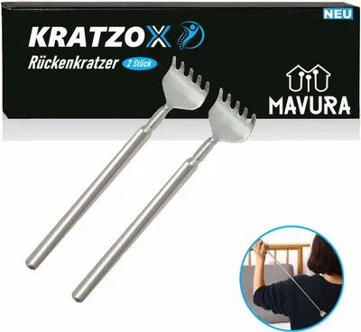 KRATZOX škrabka na záda z vysoce kvalitní nerezové oceli teleskopická výsuvná až do 68 cm [2 ks]