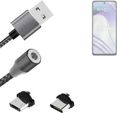 Produktbild von K-S-Trade Hochwertiges Magnet-Lade-kabel Sync-Kabel Daten-Kabel für Lava Blaze Pro 5G mit USB-Typ-C-Anschluss und Micro-USB-Anschluss 2A bis zu