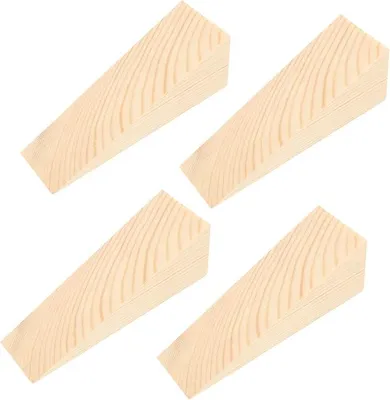 Produktbild von PolkaHome® 4er Set Holzklemmkeile Türstopper aus Buchenholz – Antirutsch Türkeil für alle Böden, Möbelunterlegkeile, Fensterkeile,