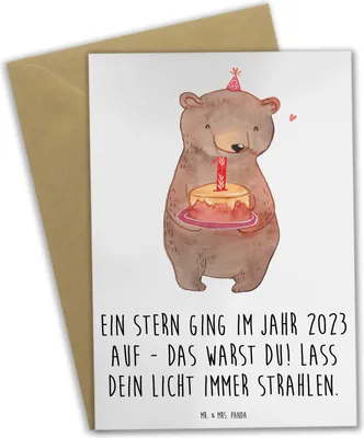 Produktbild von Mr. & Mrs. Panda spruchkarte 2023 Geburtstag Stern - Weiß - Geschenk, hochzeitskarten, Grußkarte, Geburtstagsgeschenk, Geburtstagsfeier, glückwunschkarten, osterkarten