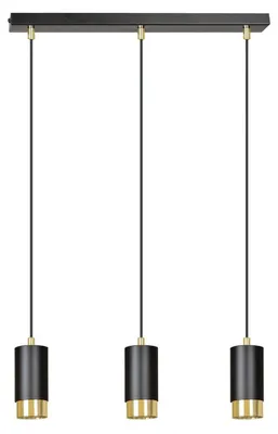Immagine prodotto di Lampada a sospensione Fumiko in acciaio nero opaco e oro