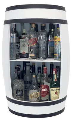Immagine prodotto di Bar in botte di vino per bottiglie di vino in bianco 80x50 cm Bar rustico da casa per bottiglie di whisky
