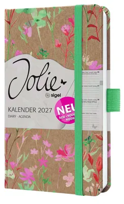 Obrázok produktu pre Týždenný kalendár Jolie 2027, cca formát A6, hnedý, zelený, ružový, červený