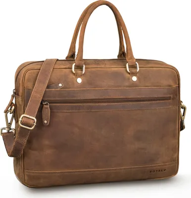 Produktbild von ROYALZ "Charleston" Echtleder Aktentasche Herren Umhängetasche Leder groß modern - Business Laptoptasche 14 - 15.6 Zoll Ledertasche als Henkeltasche Schultertasche