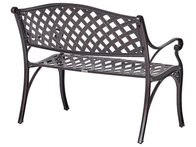 Zdjęcie produktu dla BELIANI Ławka ogrodowa brązowa metalowa aluminium dwuosobowa metalowa styl vintage