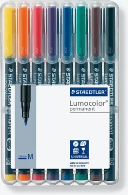 Image de STAEDTLER 317 WP8 STAEDTLER Lumocolor Folienstifte-Set farbsortiert permanent 8 St.
