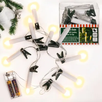 LED-Lichterkette mit 10 Kerzen, 3 m, batteriebetrieben, Timer