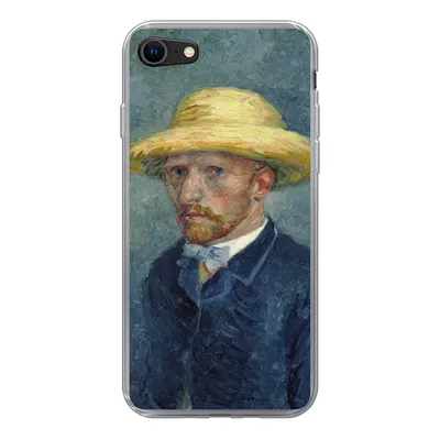 Produktbild von MuchoWow® Handyhülle Schutzhülle Hülle für iPhone SE 2020 Selbstbildnis mit Hut - Vincent van Gogh Silikon Softcase Handy Hülle - Kartenbesitzer