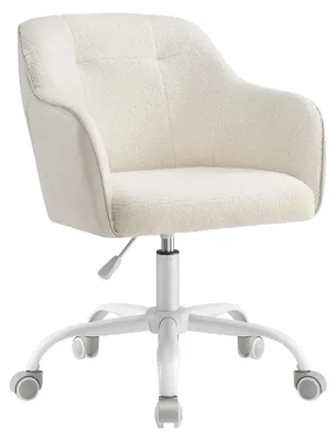 Bürostuhl, höhenverstellbar, Teddy-Fleece, beige