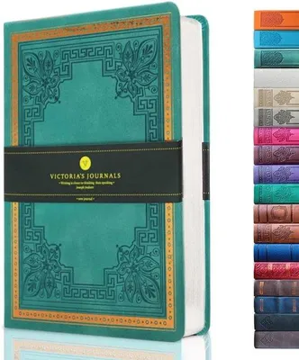 Produktbild von Famanu Vintage Kunstleder Tagebuch - A5 Notizbuch mit harter Einband und linierten Seiten